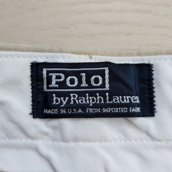 Vintage Polo Ralph Lauren Chino Pants Mens 30X31 Flat Front Beige Made in USA - Picture 2 of 11